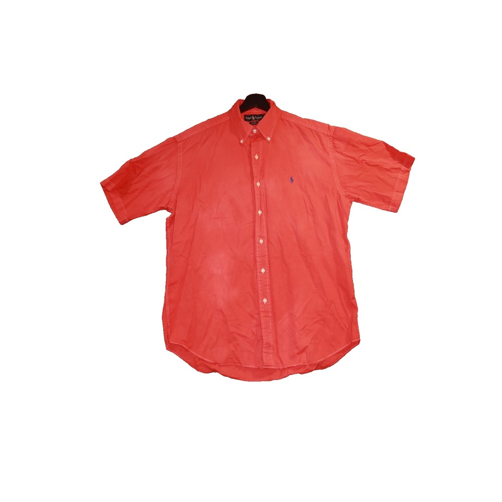 Vintage Polo Ralph Lauren Blake Shirt Mens M Coral Red 100% Cotton Short Sleeve